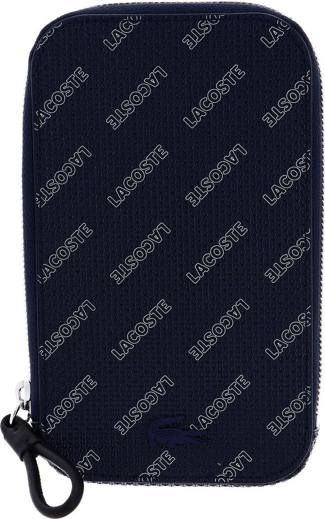 LACOSTE Leder Schultertasche Handytasche Chantaco Seasonal Vertical Phone Clutch Eclipse Blanc Noir blau