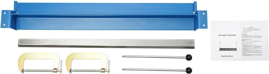 Abkantbank - Blechbiegemaschine 914 mm - 0–90° - 1,2 mm Stahl/1,5 mm Aluminium/Kupfer - 9,5 mm Bolzenmontage - 2 C-Klemmen - Glow Blue