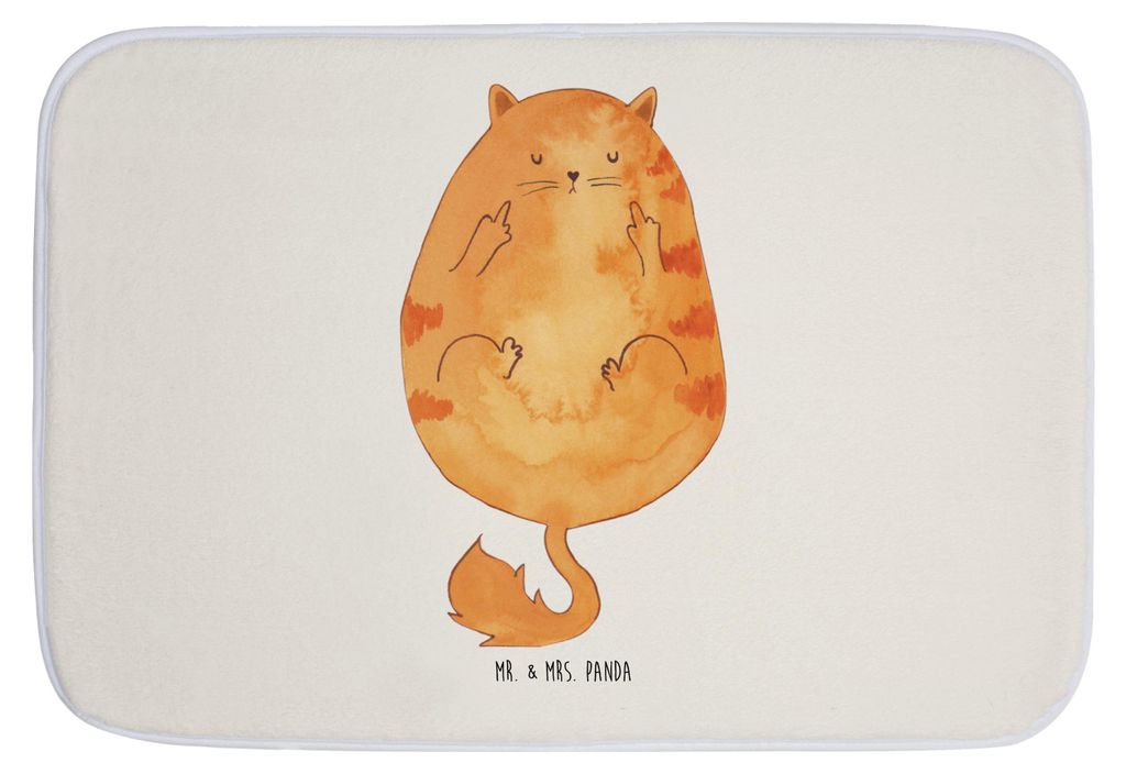 Mr. & Mrs. Panda Badvorleger Katze Frühaufsteher - Weiß - Geschenk, badezimmermatte, Badezimmerteppich, Mittelfinger, Tiger, Kaffee, duschmatte, ...