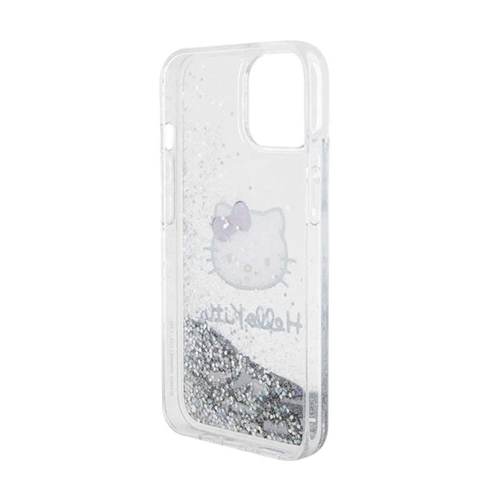 Hello Kitty Custodia iPhone 14/15/13 Argento Liquid Glitter Charms - 5