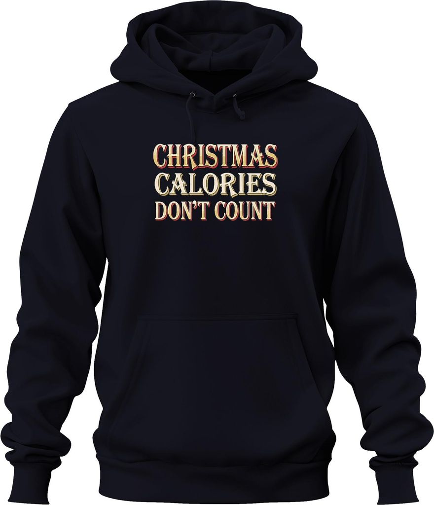 Christmas Calories Don't Count Weihnachten lustig Geschenk Retro Uni Hoodie Kapuzenpullover, Navy, L