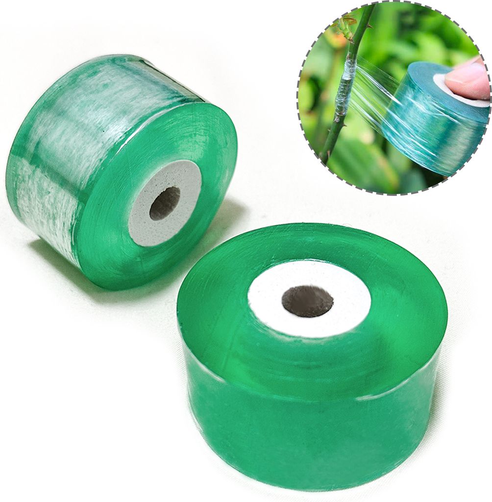 Veredelungsband Grün Selbstklebend Pfropfband 100 m x 3 cm 2 Stück,Feuchtigkeitssperre Veredelungstape Dehnbares und Transparent Band