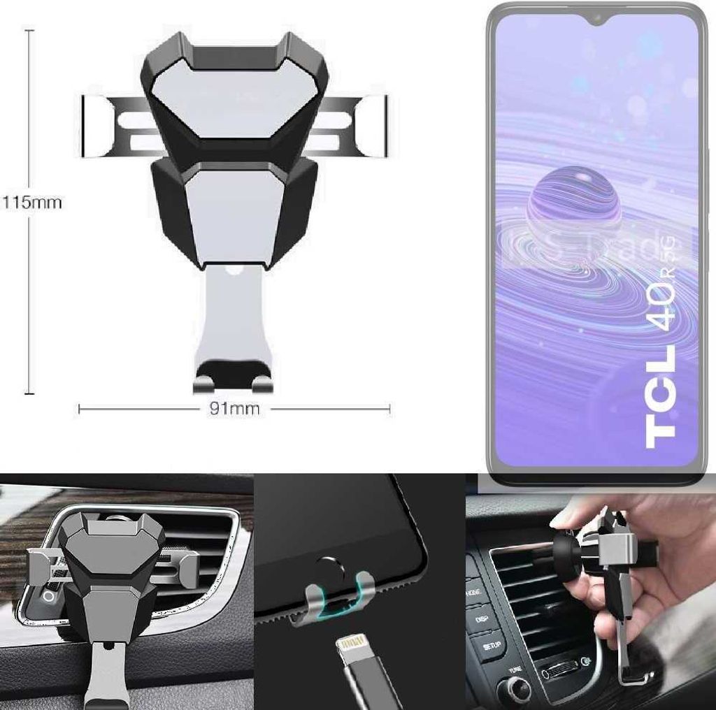 K-S-Trade Lüftungshalterung kompatibel mit TCL 40 R 5G kompakte Handy-Halterung Lüftungsschlitz Lüftungsgitter Autohalterung KFZ Auto-Halterung