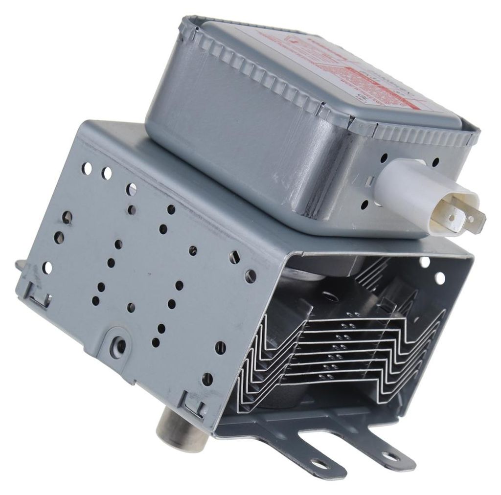 A close-up studio shot of a microwave oven part against a white background.