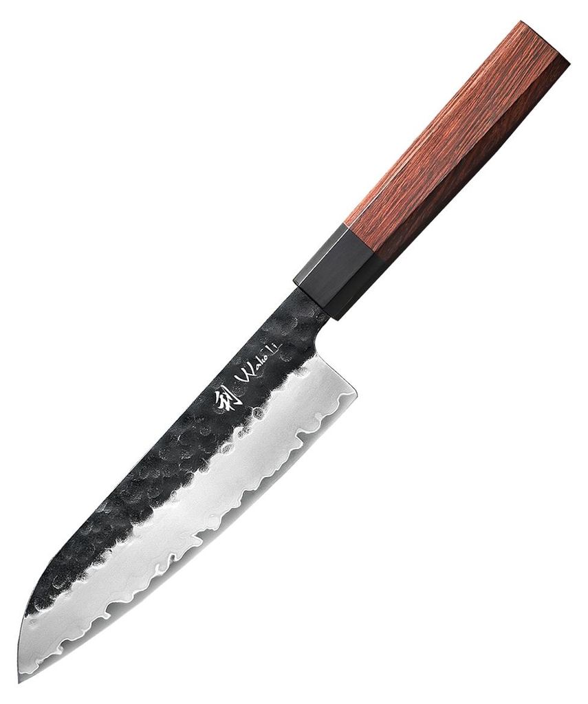 Wakoli Kensei Santokumesser 18,5 cm mit Redwood & Schwarze Eiche