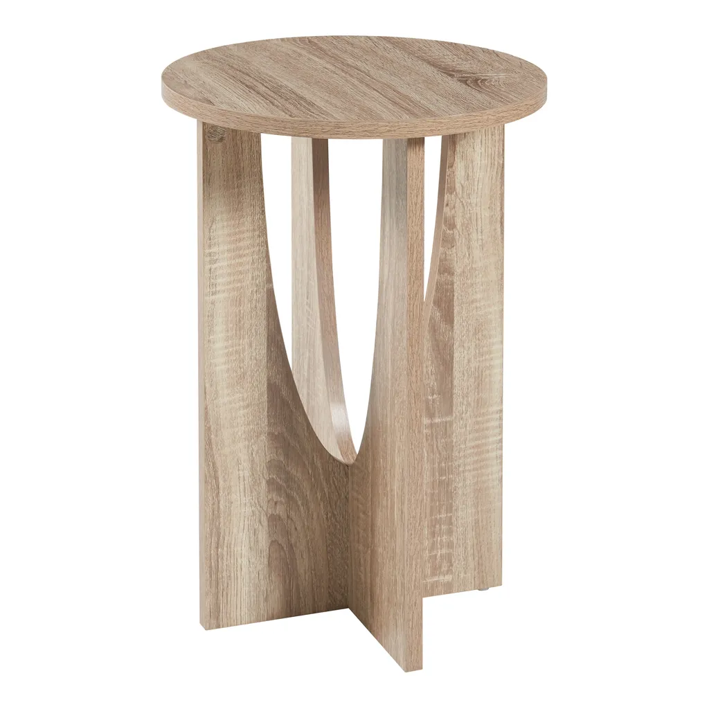 Petite table Rindal ronde 38 cm en bois chêne, design scandinave chic