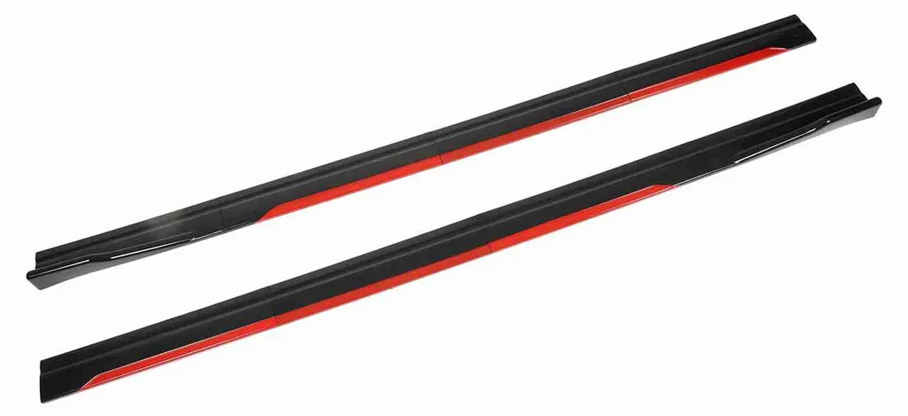 Jupes latérales universelles Civic rouge et noir brillant 8 pièces