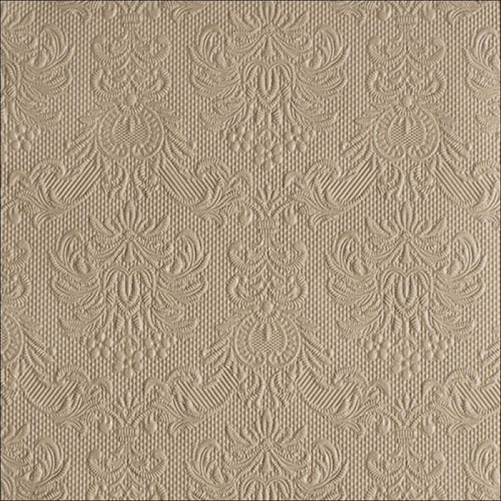 Servietten Papier 33x33cm Elegance geprägt 15 Stück Taupe Produktbild 