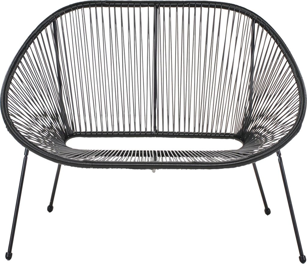 BELIANI Ławka sofa balkonowa czarna technorattan stal 114 Zdjęcie produktu 1
