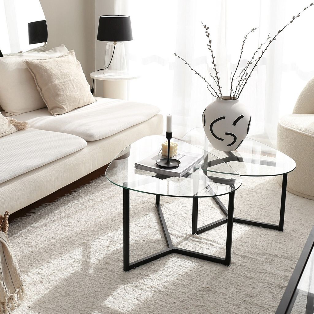Skye Decor, Bellisimo - Black, Couchtische, Mattschwarz, Glas, 82 x 40 x 58 cm