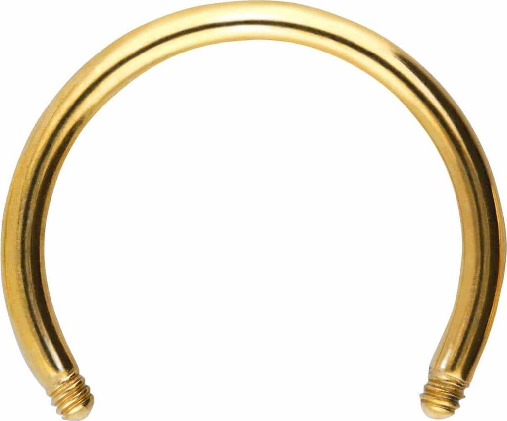 Ohrpiercing, Nasenpiercing, Septum Piercing Chirurgenstahl Hufeisenring ohne Kugeln Gold Innendurchmesser: 10mm + Stabstärke: 1,2mm