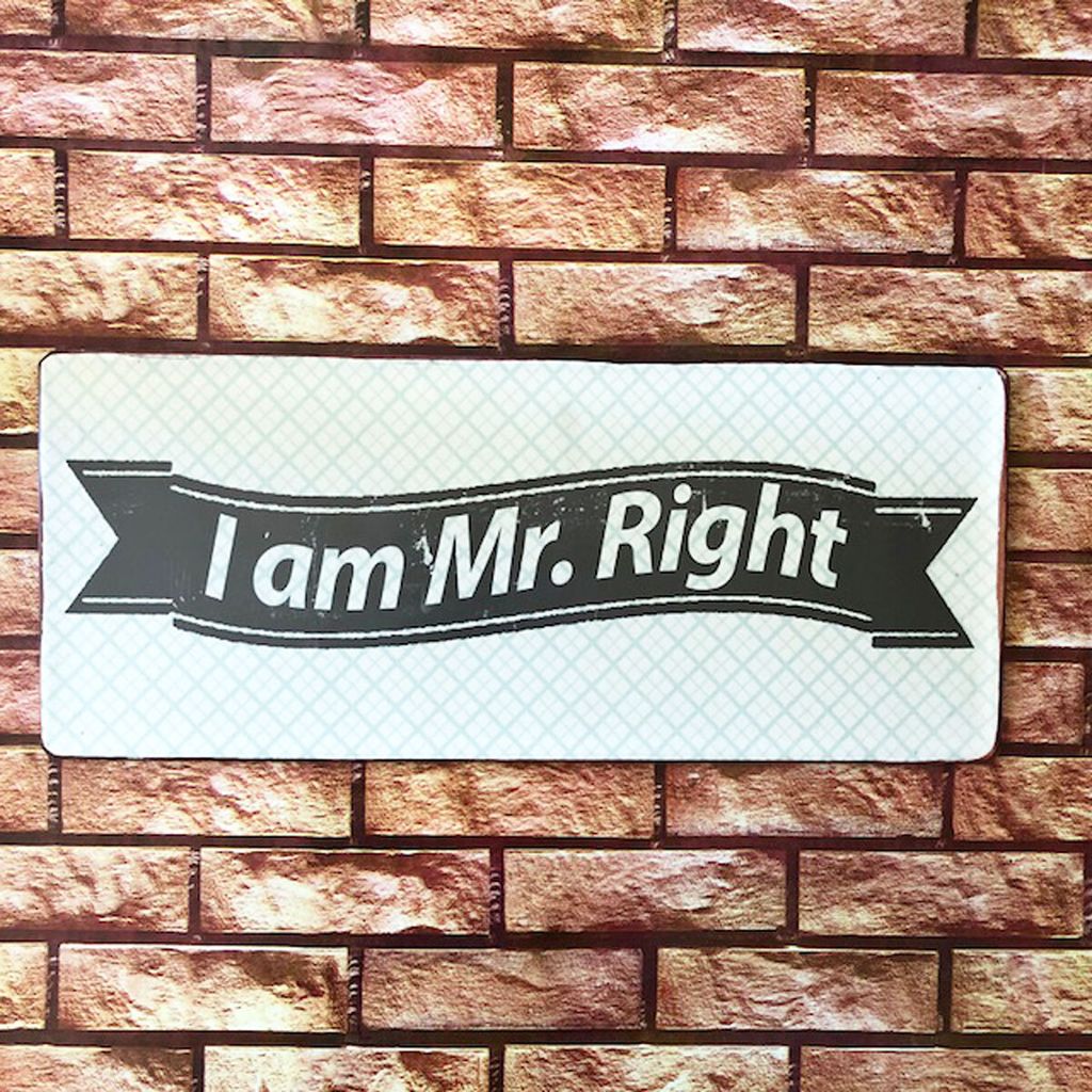 Blechschild - I am Mr. Right - Schild im Antik Look - Metallschild