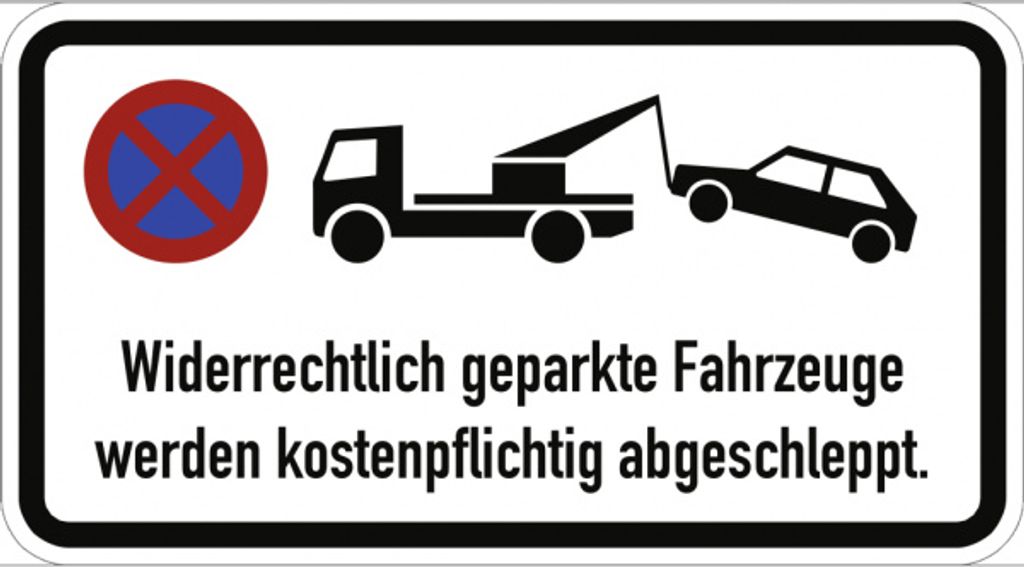 Verkehrsschild VZ2428, Widerrechtlich geparkte Fahrzeuge ... mit Symbol, Alu,...