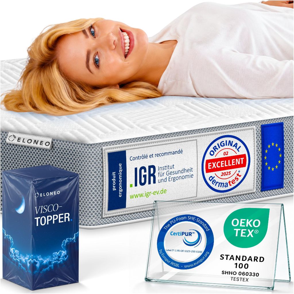 ELONEO Topper de matelas viscoélastique 200x200cm, Image du produit 