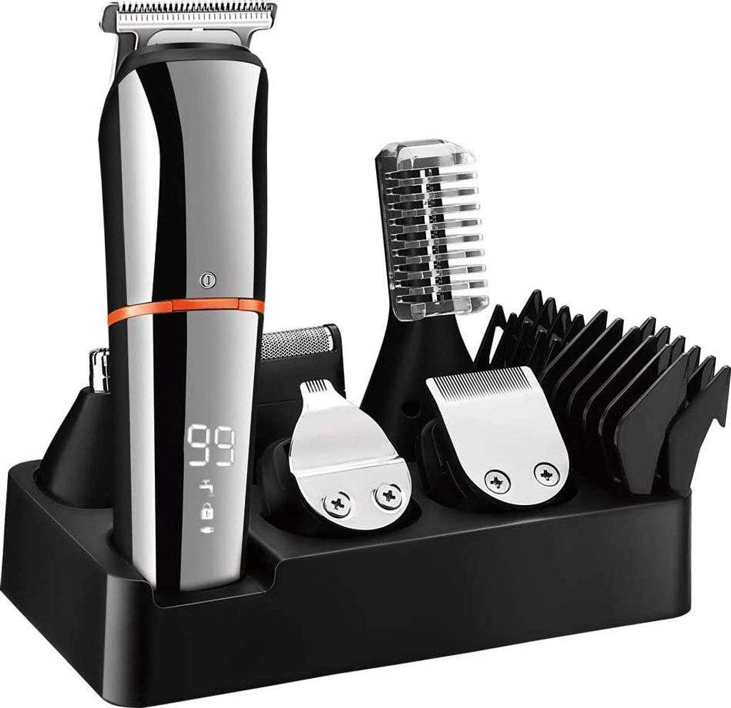 Barttrimmer für Herren, Haarschneider, Körper-, Schnurrbart- und Nasenhaartrimmer, kabellos, Präzisionstrimmer, 6-in-1-Pflegeset, wasserdicht, U...
