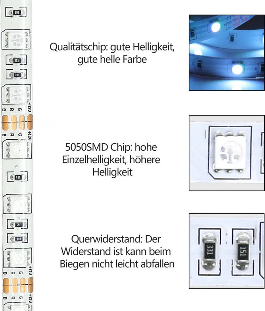 Yakimz 10M LED strip set, striscia LED 30 LED, LED non impermeabile (IP20), con 24 pulsanti telecomando - 3