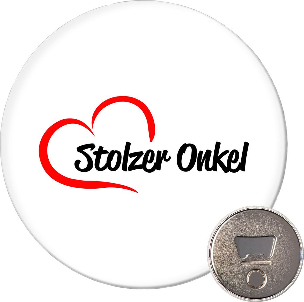 Huuraa Magnet Stolzer Onkel Herz 59mm Kühlschrankmagnet rund Flaschenöffner Geschenkidee
