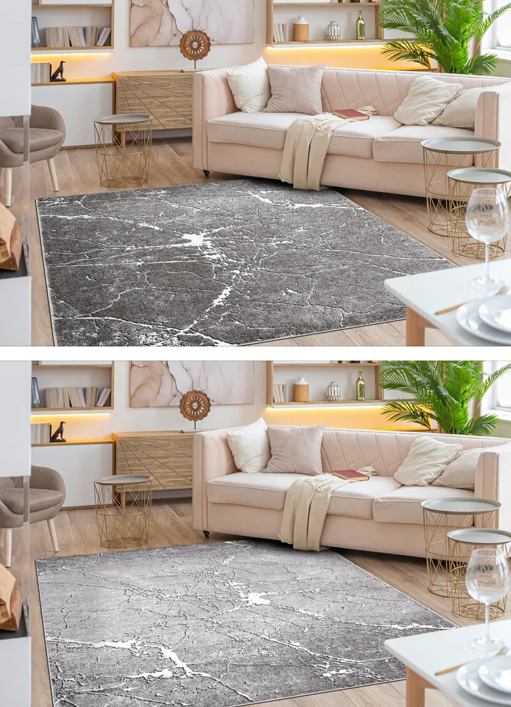 Tapis de Salon Effet Marbre Gris 120x170 cm - Collection MATEO Chic