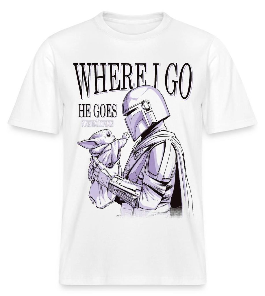Star Wars: Mandalorian Grogu & Mandalorianer Relaxed Fit Uni T-Shirt, XXL, Weiß