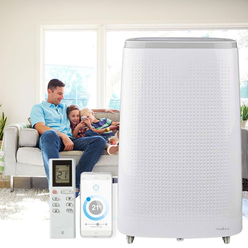 Mobile leistungsstarke Klimaanlage, Exzellente Kühlleistung 16.000 BTU, mit Entfeuchter, App-Steuerung, , Klimagerät in weiss