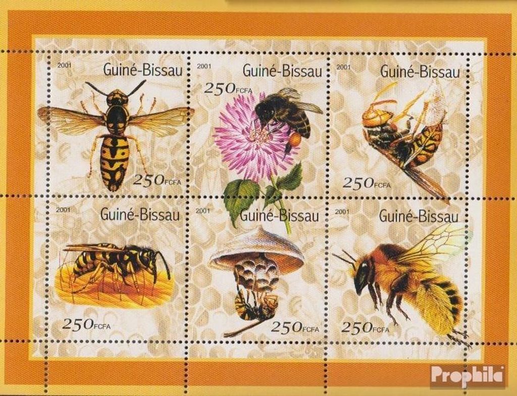 Briefmarken Guinea-Bissau 2001 Mi 1510-1515 Kleinbogen (kompl.Ausg.) postfrisch Wespen und Bienen