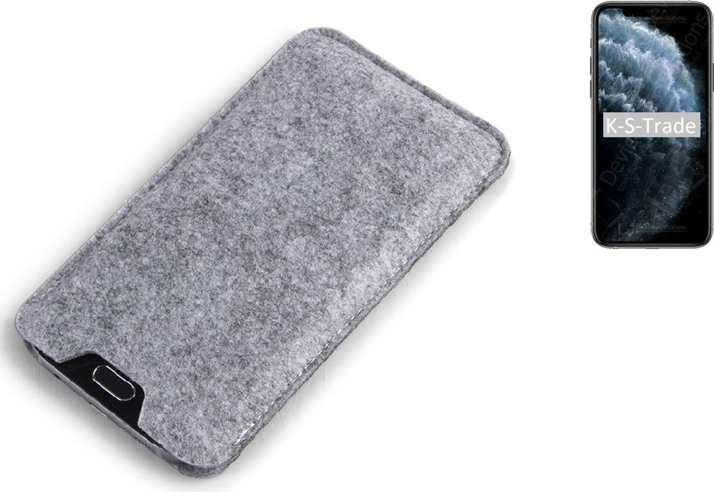 K-S-Trade Filz Handyhülle kompatibel mit Apple iPhone 11 Pro Max Schutzhülle Filztasche Filz Tasche Case Sleeve Handy Hülle Filzhülle grau