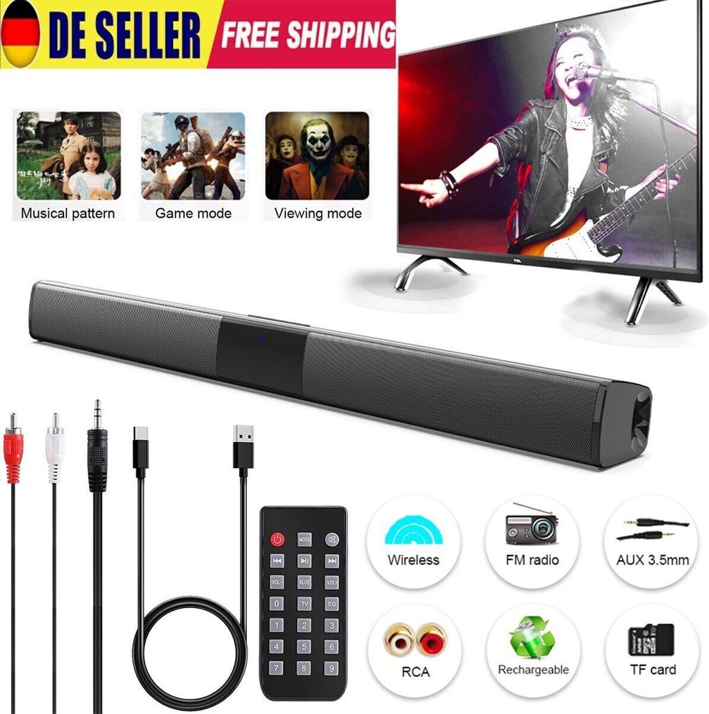 Bluetooth5.0 Soundbar für TV Heimkino 3D Surround Subwoofer Lautsprecher