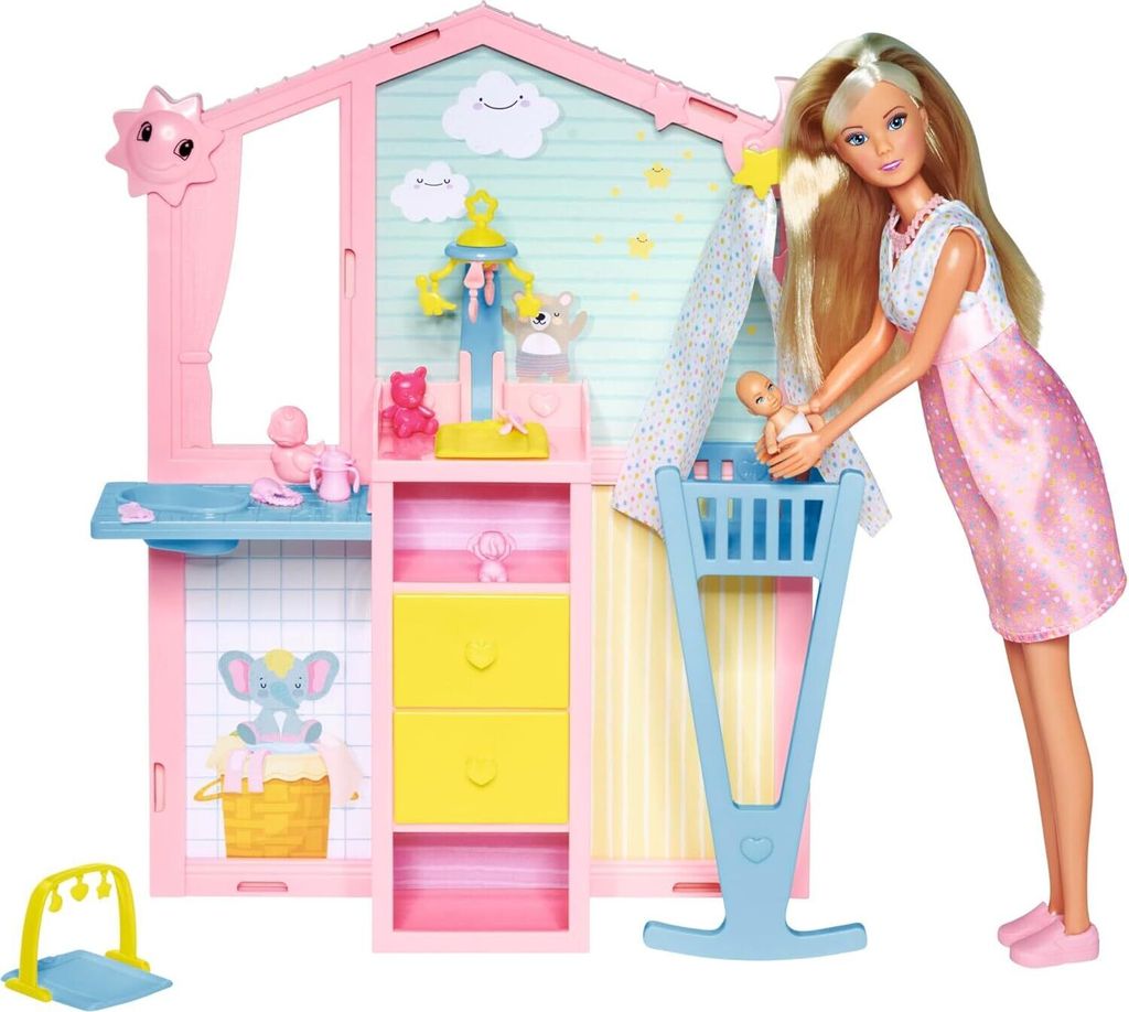 Simba Steffi Love Newborn Baby Room, Schwangere Puppe mit Produktbild 4