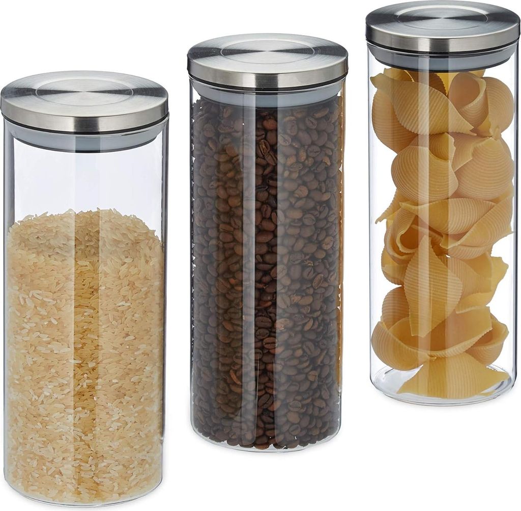 relaxdays Vorratsglas 3er Set 1,5 Liter