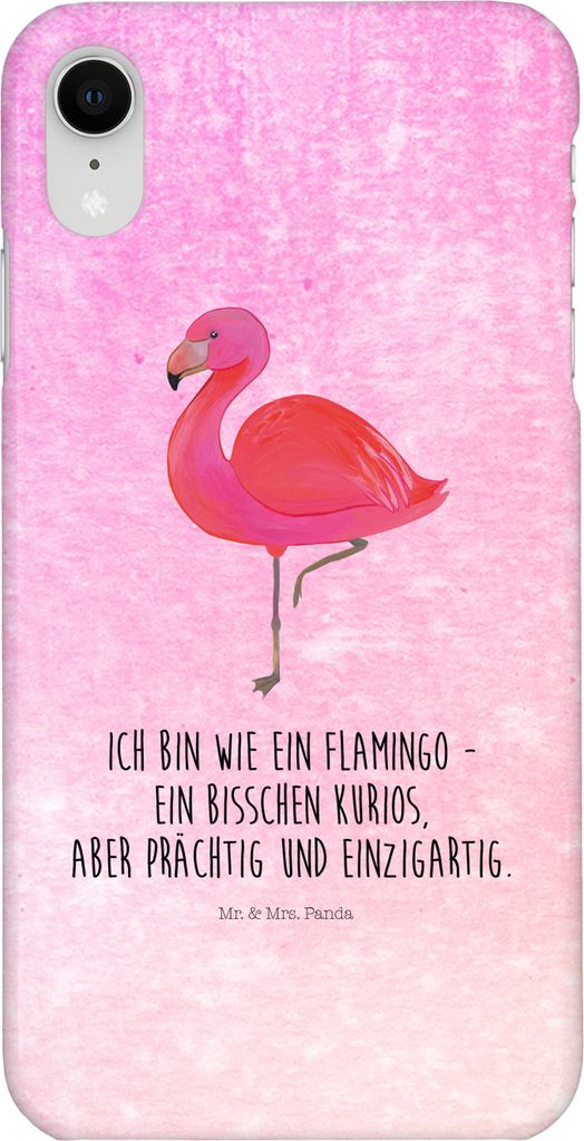 Mr. & Mrs. Panda Iphone XR Handyhülle Flamingo Classic - Aquarell Pink - Geschenk, Handy Case, Rosa, Stolz, Prächtig, Tochter, Einzigartig, Premi...