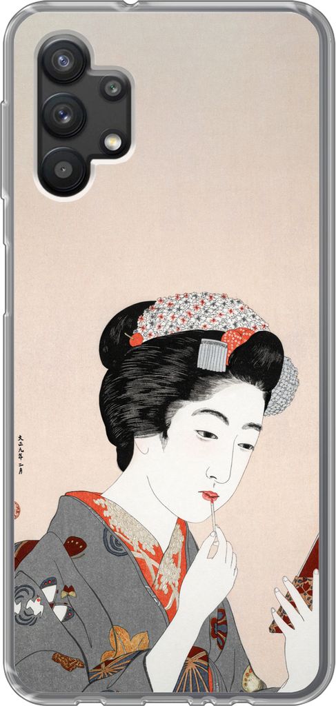 MuchoWow Handyhülle Schutzhülle Hülle für Telefoonhoesje Samsung Galaxy A32 5G Japanisch - Frau - Make-up - Altmodisch Silikon Softcase Handy...