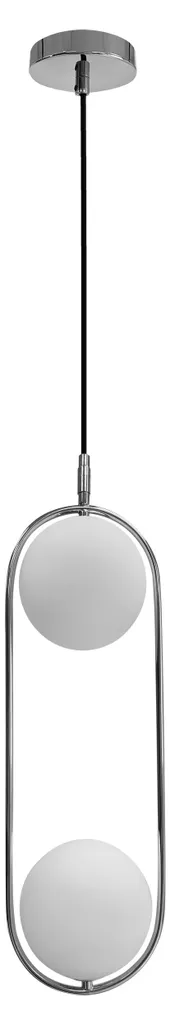 Suspension 2 lampes G9 CORDEL finition chrome, design Art déco blanc