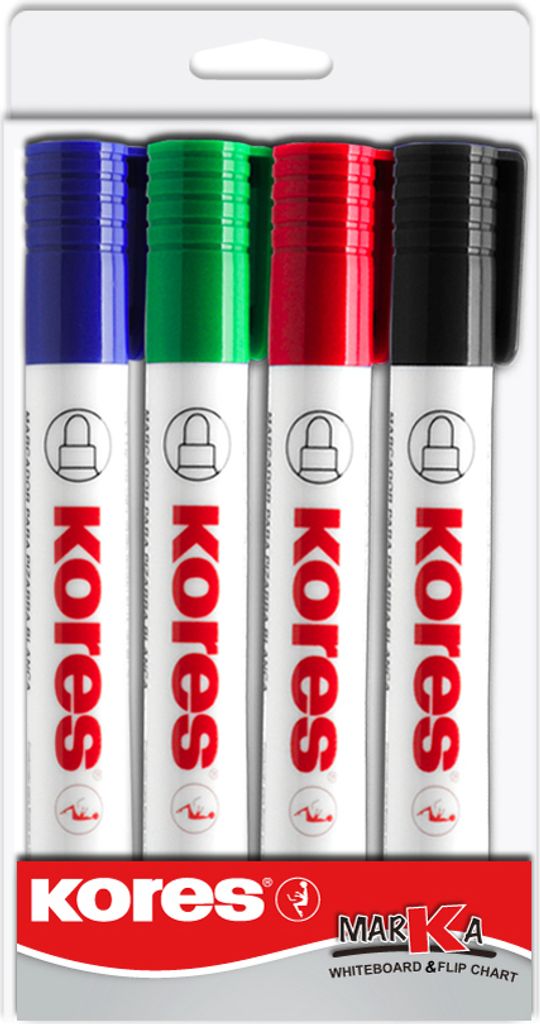 Kores Whiteboard & Flipchart Marker "K Marker" 4er Etui 3-5 mm