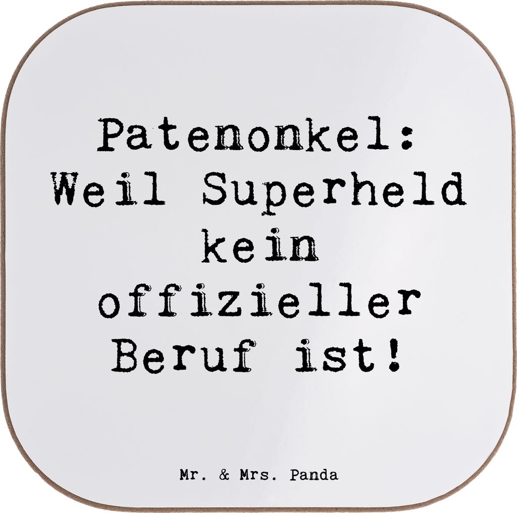 Mr. & Mrs. Panda party untersetzer Spruch Patenonkel Superheld - Weiß - Geschenk, Glas, Beruf, Weihnachten, Patenschaft, Patengeschenke, für Glä...