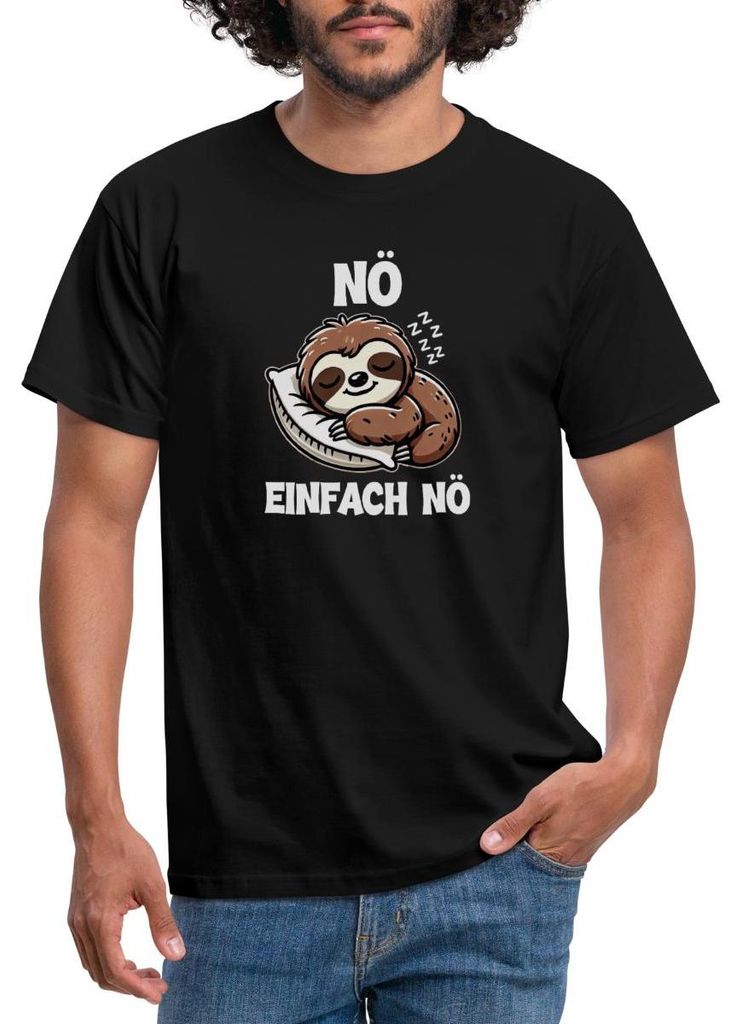 Spreadshirt Nö Einfach Nö | Faultier Humor Männer T-Shirt, 4XL, Schwarz