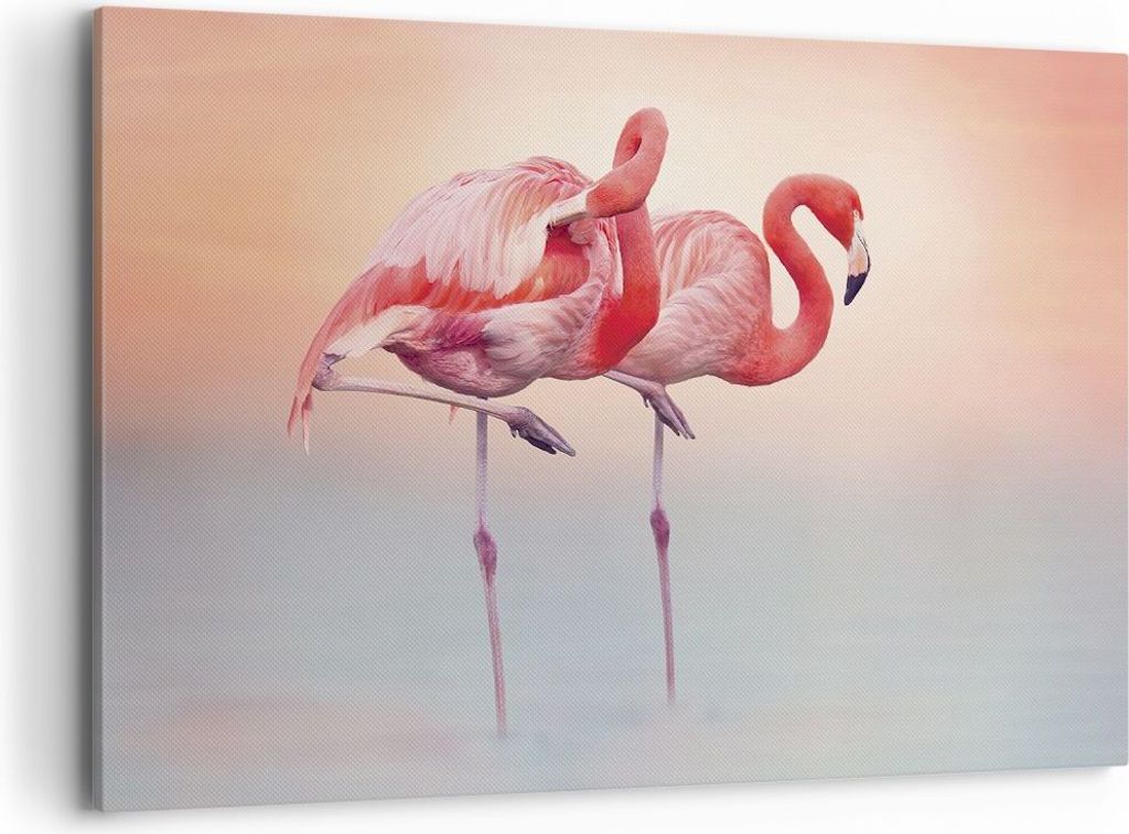 Bild auf Leinwand - Leinwandbild - Einteilig - Flamingos Exotik Vögel - 120x80cm - Wand Bild - Wanddeko - Wandbilder - Leinwanddruck - Bilder - Wa...