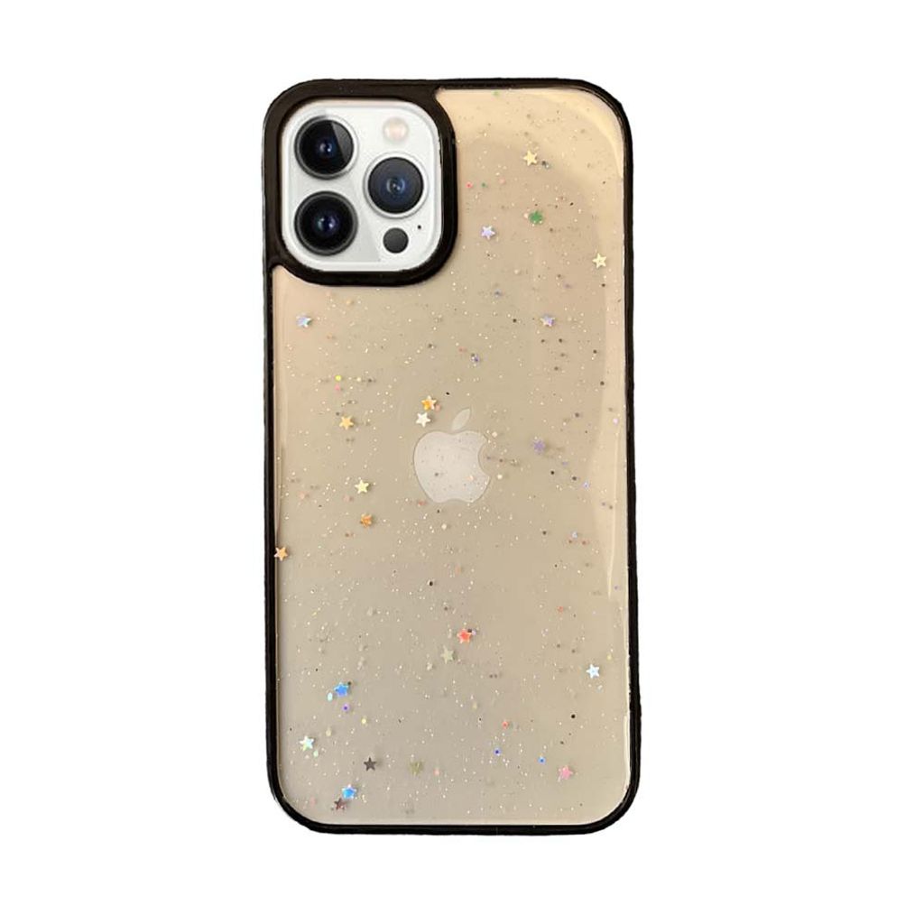 Smartphonica iPhone 13 Pro TPU Hülle transparent mit Glitter - Schwarz