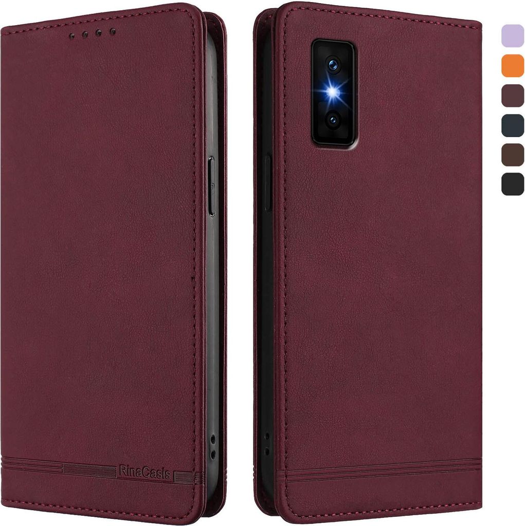 Hülle für Infinix GT 30 Pro 5G, Retro Kunstleder Ständer Klapphülle mit Kartenfächer und Magnetische Rot