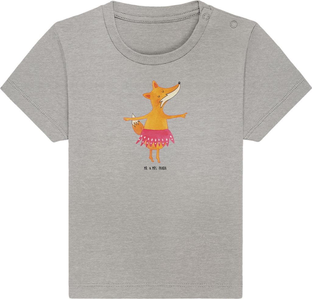 Mr. & Mrs. Panda Babyshirt Fuchs Ballerina 12. - 18. Monat - Heather Grey - Geschenk, Kinder Top, Tanzen, T-Shirt Baby, Geburtstag, , Kurzarmshirt