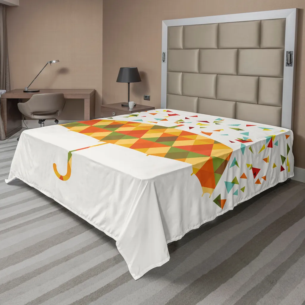 ABAKUHAUS Drap Plat Géométrique 260x228 cm Triangles Multicolore Doux
