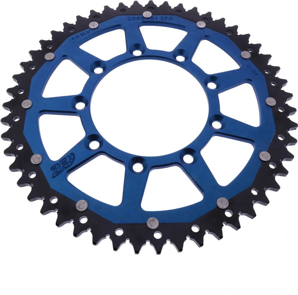 Couronne de transmission moto 520 ZF ZFD-2068-51-BLU bi-matière bleue