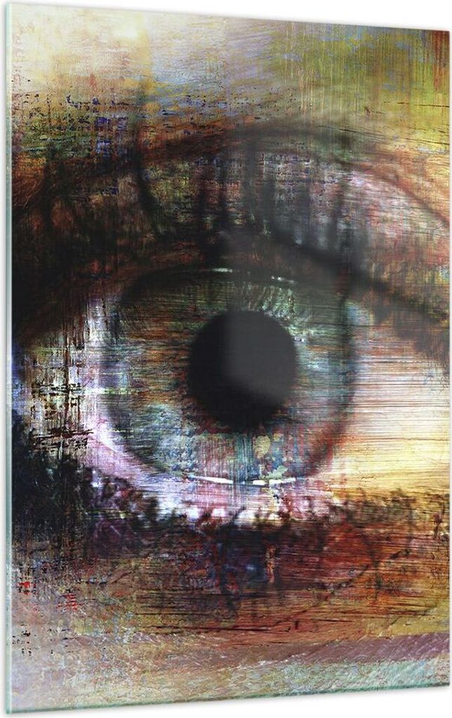 Bilder auf glas - Einteilig - Auge Abstraktion - 50x70cm - Glasbilder - Wandbilder - Bilder - zum Aufhängen bereit - Wanddekoration aus Glas - Gla...
