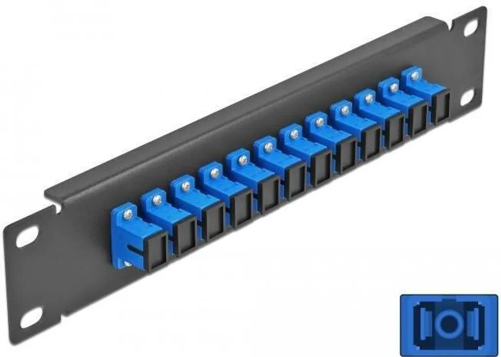 DELOCK 10" LWL Patchpanel 12 porte SC Simplex blau 1HE schw.