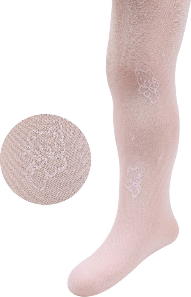 Kinder Strumpfhose Mikrofaser für Mädchen mit Teddybär Ecru 40 DEN 6-12 Monate YOCLUB