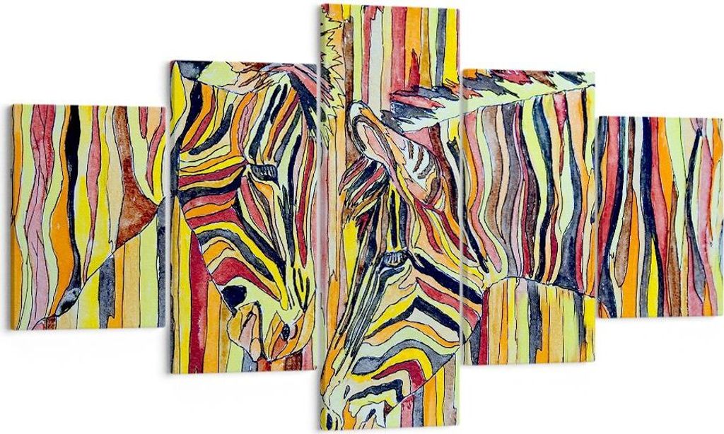 Bild auf Leinwand - Leinwandbild - Zebra Abstraktion - 125x70cm - Wand Bild - Wanddeko - Wandbilder - Leinwanddruck - Bilder - Kunstdruck - Wanddek...