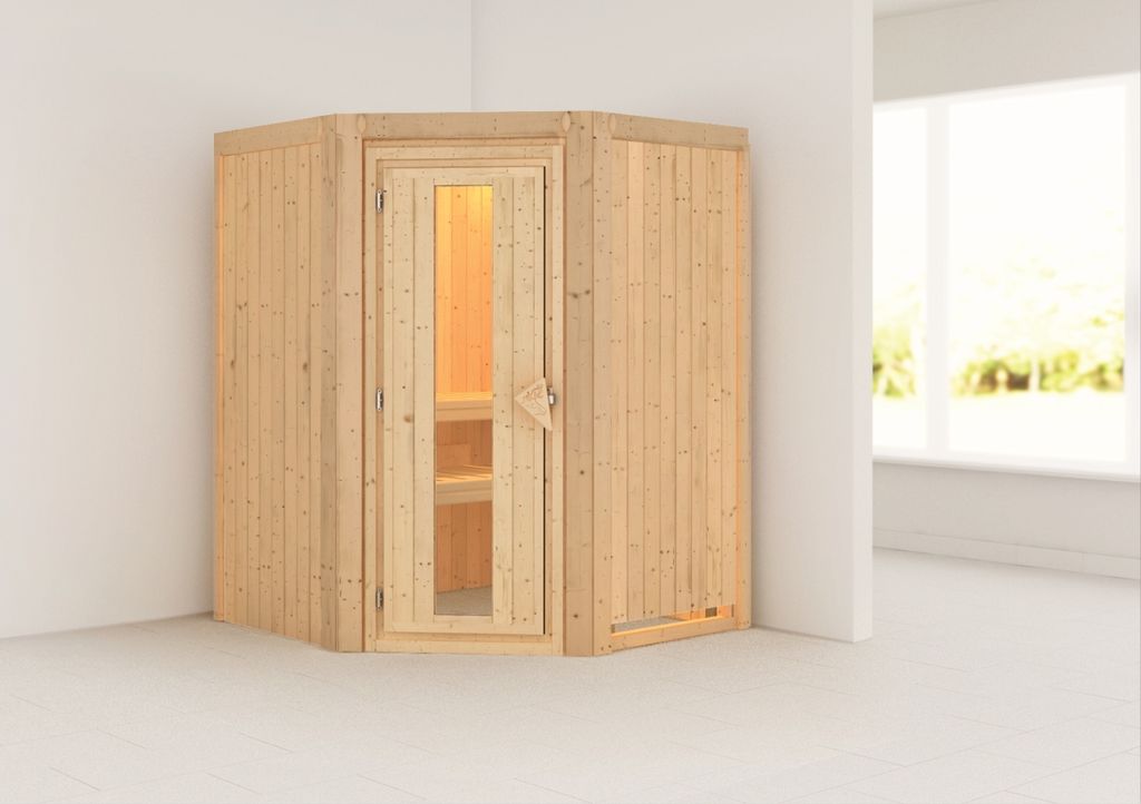 Sauna Larin : ohne Dachkranz : Energiespartür Holztür gedämmt : ohne Ofen Dachkranz: ohne Dachkranz Saunaofen: ohne Ofen Saunatür: Energiespart...
