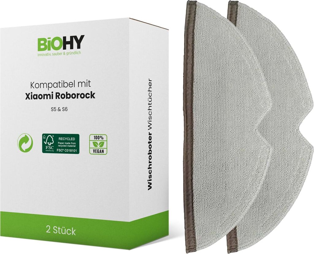 BiOHY Mikrofaser Wischtücher für Roborock Wischroboter, Roborock S8 / S7 / S7+/ S7 Maxv Ultra / Pro Ultra / S6 & S5, Bodenwischer Ersatzteile, Zu...