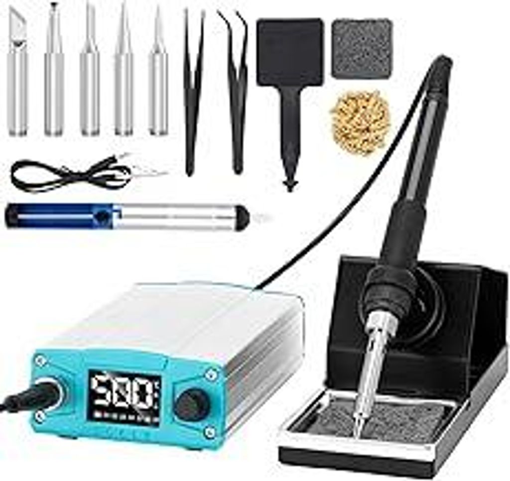 Lötstation,Lötkolben Set 75W,100°C-480°C Einstellbare Temperatur, Soldering Station Mit Schlafmodus, LED-Anzeige,5 Zusätzliche Lötspitzen,Ent...