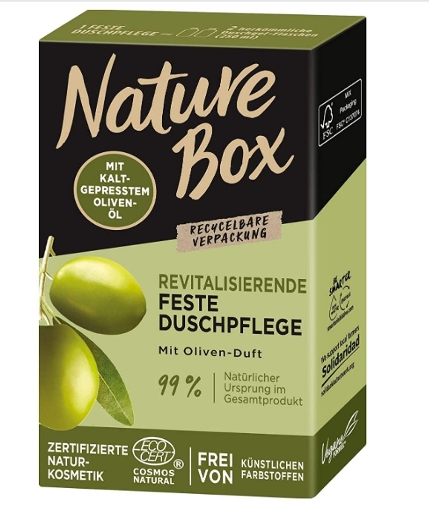 Nature Box feste Duschpflege mit Oliven Duft 6 x 100g vegan Naturkosmetik