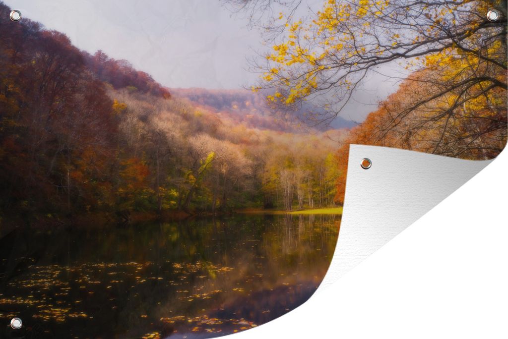 MuchoWow 90x60 cm Outdoor-Poster Gartendeko Sichtschutz Garten Poster für den Garten Natur - Wald - Herbst